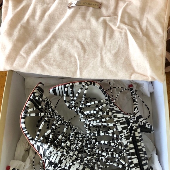 Sophia Webster Zebra Stripe Lace-up Sandals - Picture 3 of 8